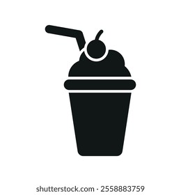 Milkshake drink icon showcases a fun and colorful design, perfect for cafe menus, dessert branding, or beverage-themed projects.