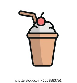 Milkshake drink icon showcases a fun and colorful design, perfect for cafe menus, dessert branding, or beverage-themed projects.