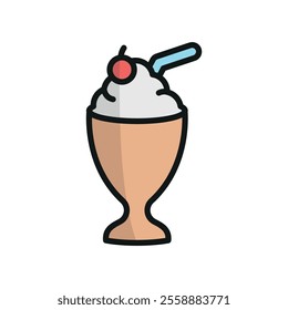 Milkshake drink icon showcases a fun and colorful design, perfect for cafe menus, dessert branding, or beverage-themed projects.