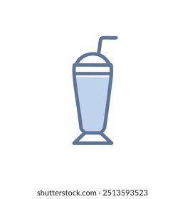 Ícone de bebida com leite. Um ícone simples e moderno representando um milkshake em um copo alto com palha, perfeito para menus de restaurante e projetos relacionados à comida.