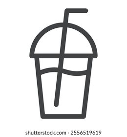 Milkshake drink icon Vector logo outline