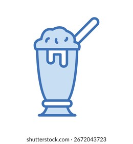 Ícone de linha duotônica Milkshake, vetor, pixel perfect, arquivo ilustrador 