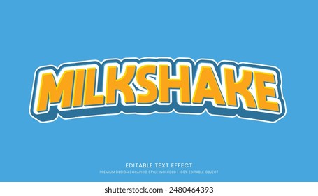 milkshake editable 3d text effect template bold typography and abstract style drinks logo and brand