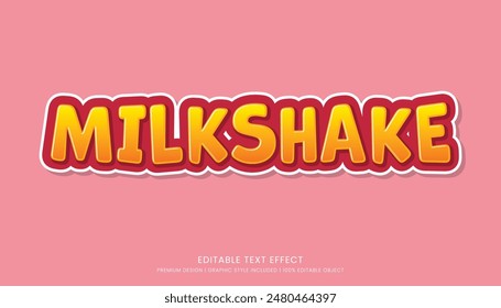 milkshake editable 3d text effect template bold typography and abstract style drinks logo and brand