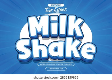 Milkshake editable text effect with 3d blue text style and with comic background