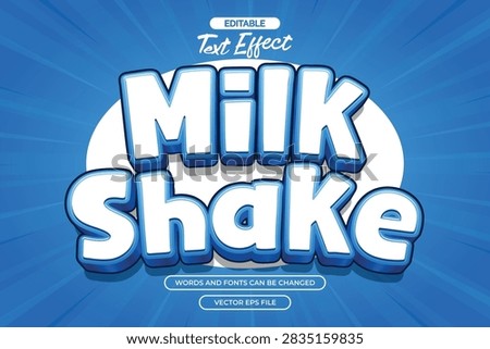 Milkshake editable text effect with 3d blue text style and with comic background