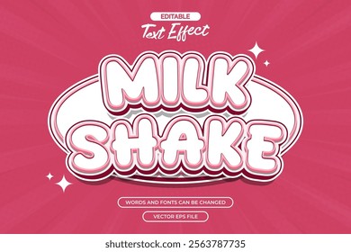 Milkshake editable text effect with pink background 