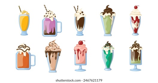 Milkshake Element Illustration Collection Set