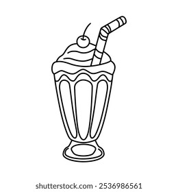 milkshake fast food line icon vector. milkshake fast food sign. isolated contour symbol black illustration