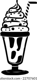 Milkshake, food, isolated, vintage drawing, vector illustration, black color