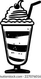 Milkshake, food, isolated, vintage drawing, vector illustration, black color