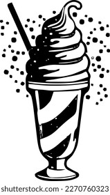 Milkshake, food, isolated, vintage drawing, vector illustration, black color