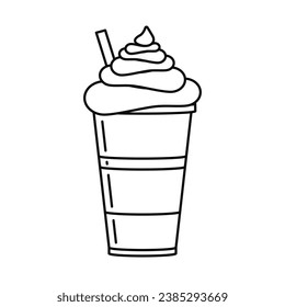 Milkshake with frosting and straw in vector