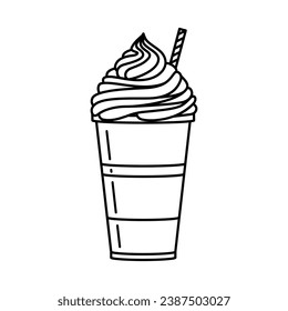 Milkshake con escarcha y paja en vector