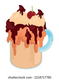 milkshake and fruit icon isolated