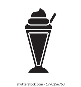 milkshake glass icon over white background, silhouette style, vector illustration