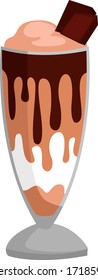 Milkshake em vidro, ilustração, vetor sobre fundo branco