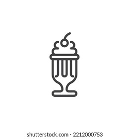 Milkshake glass line icon. linear style sign for mobile concept and web design. Milkshake outline vector icon. Symbol, logo illustration. Vector graphics