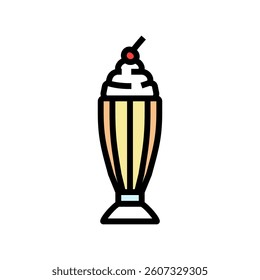 milkshake glass meal drink color icon vector. milkshake glass meal drink sign. isolated symbol illustration