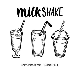 Milkshake. Hand Drawn Sketch Converted To Vector