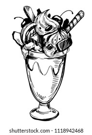 Milkshake. Hand drawn sketch converted to vector