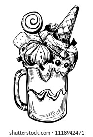 Milkshake. Hand drawn sketch converted to vector