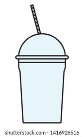Milkshake ice cream cup with srraw vector illustration graphic design