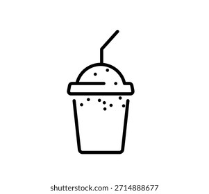 Milkshake, café gelado ou chá, milk shake ou ícone de suco, vetor plano preto esboço ilustração