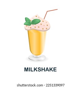 Milkshake icon. 3d illustration from fast food collection. Creative Milkshake 3d icon for web design, templates, infographics and more