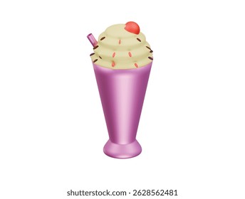 renderização de ilustração 3d do ícone do milkshake