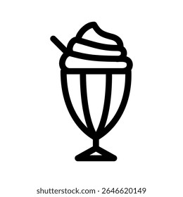 Ícone Milkshake Bebida e Bebida Símbolo Linha Design Estilo Ilustração Vetor