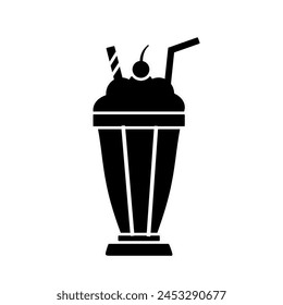 Milkshake icon. Milkshake and beverage glass symbol, logo illustration.