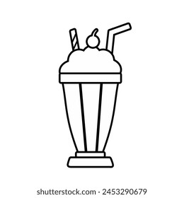 Milkshake icon. Milkshake and beverage glass symbol, logo illustration.