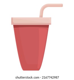 Milkshake icon cartoon vector. Strawberry cocktail. Vanilla smoothie