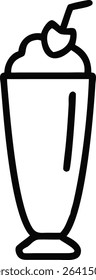 Milkshake Icon with Cherry and Straw