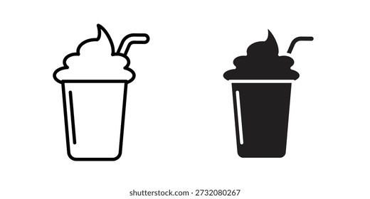 Milkshake icon concept. pixel perfect linear ui icon.