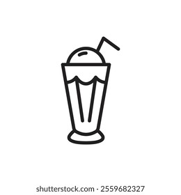 Milkshake icon Flat art in black and white isolated