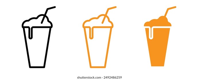 milkshake icon flat editable icon mark set.