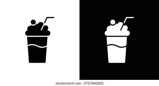 Milkshake icon Flat Vector illustration. Simple black symbols
