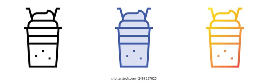 milkshake icon. Linear, Blue Fill and Gradient Style Design Isolated On White Background