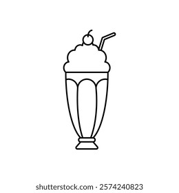 Milkshake icon linear logo isolated