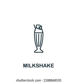 Milkshake icon. Monochrome simple line Fastfood icon for templates, web design and infographics