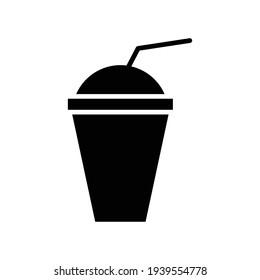 Milkshake icon on white background. Editable stroke. Design template vector