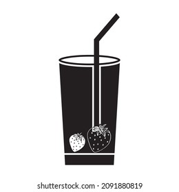 Milkshake icon on white background. Editable stroke. Design template vector
