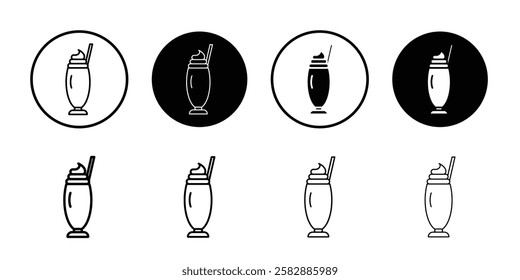 Milkshake icon Outline thin set pack series