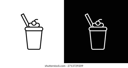 Ícone de milkshake, sinal de vetor de contorno, download de design de logotipo