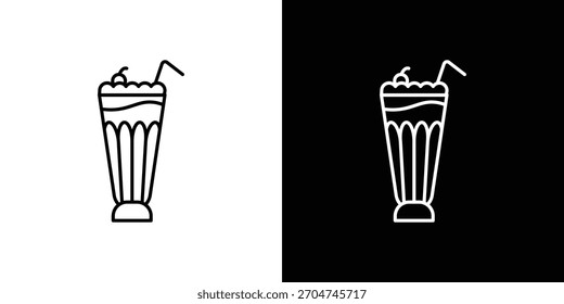 Ícone de milkshake perfeito. Símbolo de estrutura de tópicos. Desenho linear simples.