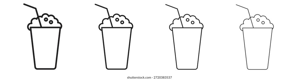 Conjunto de ícones de Milkshake, Ilustração, Preto