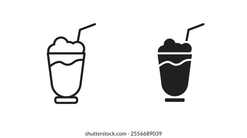 Milkshake icon set in Thin line black color.