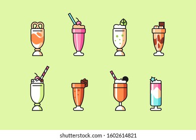 Milkshake icon set vector design